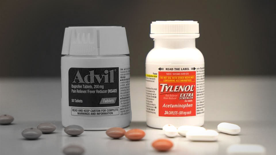 Advil greyed out next to Tylenol.